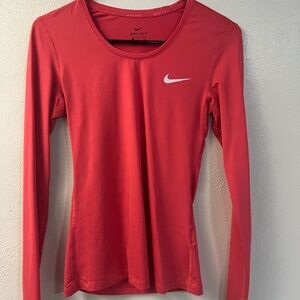 Nike Women's Vibrant Red Dri-FIT Long Sleeve Tee
